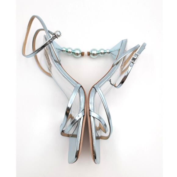 Badgley Mischka Ivette Pearl Heel Evening Sandals Women's Blue Size US8M EU39 - Picture 7 of 10